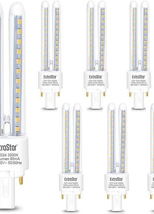 Упаковка з 5 ламп led plc труби 2u, 12 вт, білий теплий 3000 k, білий