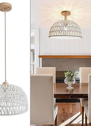 Подвесной светильник из ротанга yndd pendant lamp e27 винтажный светильник в стиле бохо с 2 основаниями