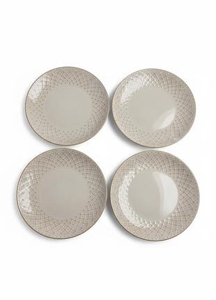 4шт. набір керамічних тарілок 21.5 см ceramic plate set плоскі тарілки для основних страв