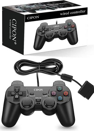 Проводной контроллер для консоли ps-2 1.8 м cipon wired p2 controller геймпадс двойной вибрацией для playstation 2 2