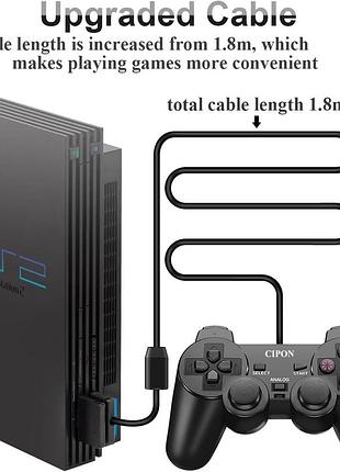 Проводной контроллер для консоли ps-2 1.8 м cipon wired p2 controller геймпадс двойной вибрацией для playstation 2 3