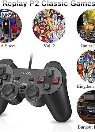 Проводной контроллер для консоли ps-2 1.8 м cipon wired p2 controller геймпадс двойной вибрацией для playstation 2 7