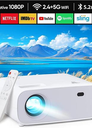 Мини-проектор 5000 вт projector at-m269 проектор с двухдиапазонным wi-fi и bluetooth 5.2 для домашнего кинотеатра