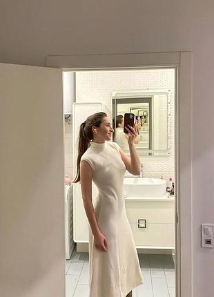 Сукня міді жіноча zara молочного кольору