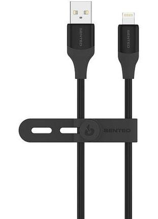 Usb кабель senteo sl-07 skin silicone 2.4a usb-a до lightning 1000mm чорний