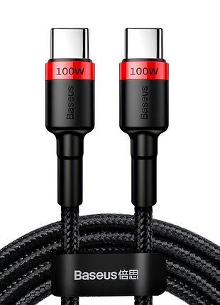 Usb кабель baseus cafule type-c to type-c 5a 100w 2m red/black