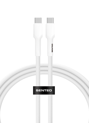 Usb кабель senteo sl-03 soft silicone 60w usb-c до usb-c 2000mm білий