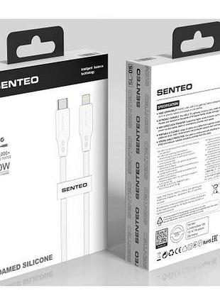 Usb кабель senteo sl-05 foamed silicone cable type-c до lightning 30w 1000mm белый 3