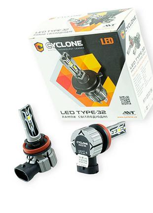 Автолампа led h8, h9, h11, h16 12v type 32 15w 6000k 4800l радиатор cyclone