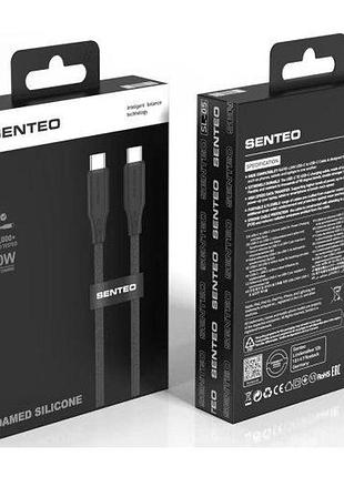 Usb кабель senteo sl-05 foamed silicone cable type-c до type-c 60w 1000mm чорний 3