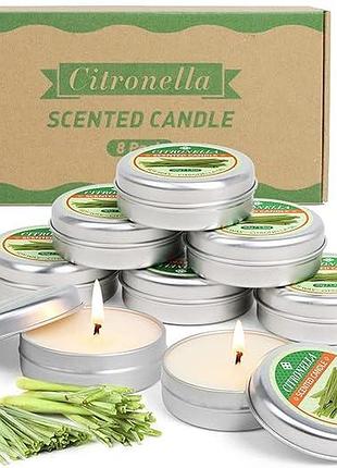 8 шт. ароматизовані свічки з цитронелою 40 г citronella scented candle соєві свічки з ароматом лемонграсу