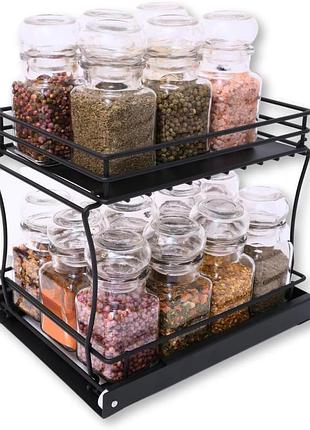 Органайзер для спецій 25х20 см double-layer sliding spice rack висувний двоярусний органайзер для спецій