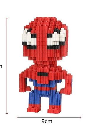 Миниконструктор «человек-паук» — пиксельная фигурка из микроблоков (super hero mini blocks)