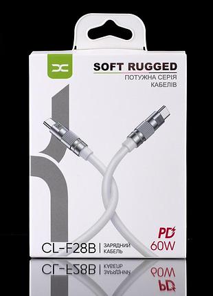 Кабель для заряджання usb cable dc type-c to type-c (cl-f28b) od6.0/ pd/ 60w/ 1.2m білий