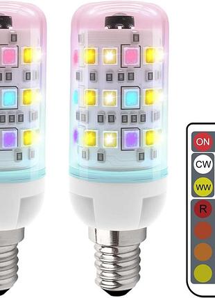 2 шт. светодиодная лампа e14/2 вт led light bulb 2905 лампочка с изменяемым цветом и пультом дистанционного управления