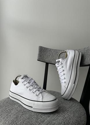 Білі класичні кеди взуття кросівки на платформі converse all star