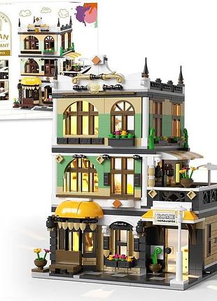 Конструктор city restaurant building mini sets мінінабори для будівництва ресторанів з led-підсвіткою