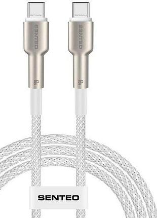 Usb кабель senteo sm-03 60w iron series braided data cable usb-c to usb-c 1m білий
