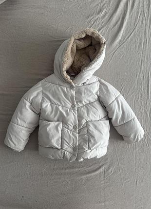 Куртка дитяча zara з капюшоном, молочна