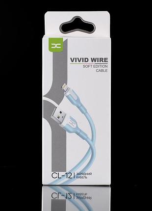 Кабель для заряджання usb cable dc lightning (cl-12) 2.1a блакитний