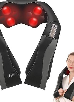 Електричний масажер для шиї cqm-s12 shiatsu shoulder massager with kneading and heat 3d-масажер для спини/шиї/плеч