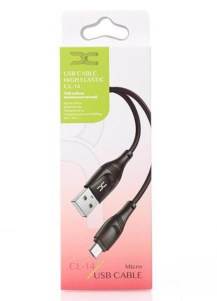 Кабель для заряджання usb cable dc micro (cl-14) high elastic, 3m чорний