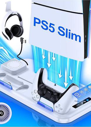 Подставка для ps5 slim 5000 об/мин hellcool s4000-he-de охлаждающая зарядная станция для игровой консоли