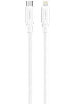 Usb кабель senteo sl-04 embossed transparent silicone cable type-c до lightning 30w 1000mm білий