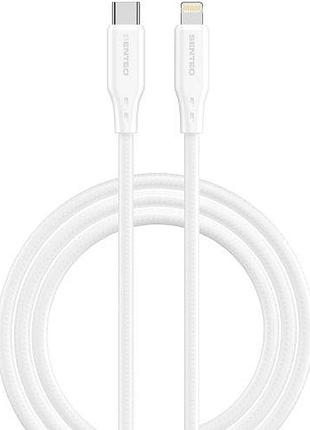 Usb кабель senteo sl-04 embossed transparent silicone cable type-c до lightning 30w 1000mm білий 2