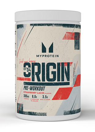 Передтренувальний комплекс myprotein origin pre-workout 300 мг кофеїну та 8 г цитруліну, персикові кільця 600 г