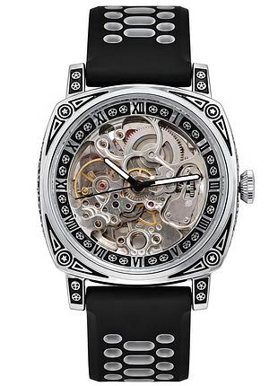 Мужские механические часы wishdoit baron flex grey с автоподзаводом и скелетон-циферблатом, 2 ремешка