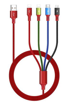 Зарядной кабель lightning/micro usb/usb-a/usb-c 1,8 м minlu многофункциональный usb-кабель для зарядки