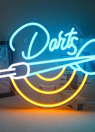 Неонова вивіска для бару 42х31 см horseneon darts neon sign led декоративна підсвітка з usb живленням