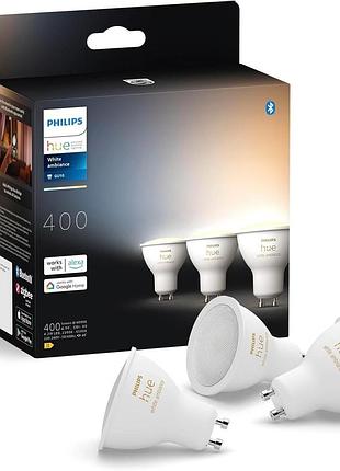 3 шт. світлодіодні точкові лампочки gu10 philips hue 400 9290036667-zigbee набір лампочок з керуванням через застосунок