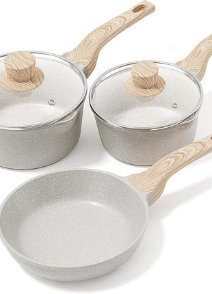 Набор посуды riovarm cookware set 5000-000 комплект посуды антипригарная сковородка 24 см и 2 сотейника 18 и 20 см