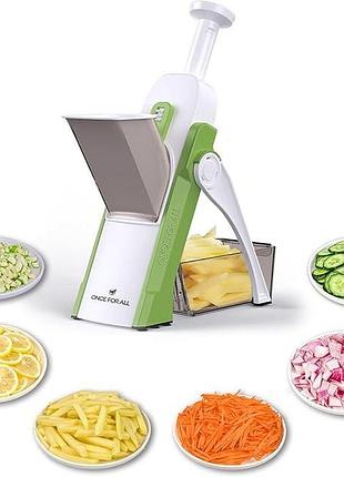 Овощерезка 5 в 1 once for all safe slice mandoline многофункциональная безопасная овощерезка, 4 режима нарезки