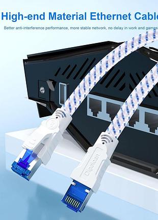 Ethernet-кабель 15 м digoloan cat8 nylon braided ethernet cable высокоскоростной сетевой кабель 40 гбит/с 4