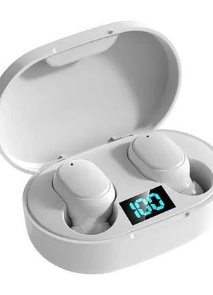 Беспроводные наушники e6s с led дисплеем bluetooth 5.1 белые
