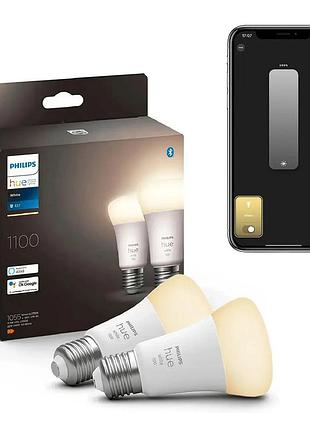 2 шт. умные светодиодные лампочки philips 1100 75вт 9.5w 1055lm 2700k e27 led лампы zigbee, bluetooth, apple homekit