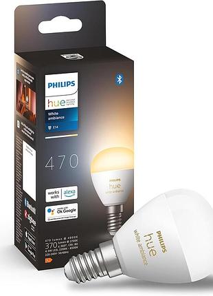 2 шт. умная led лампочка philips hue 9290024406a 470lm сверическая светодиодная лампочка e14