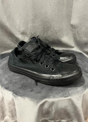 Кеди жіночі converse chuck taylor all star ox black monochrome чорні текстиль