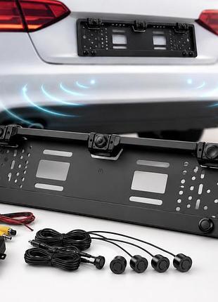 Рамка для номера с камерой заднего вида и парктрониками car cam. 5429