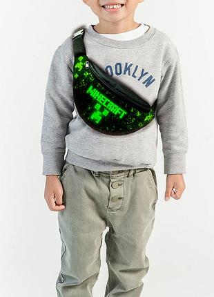 Сумка-бананка "minecraft" с принтом, 32х15см, детская, молодежная (00008)