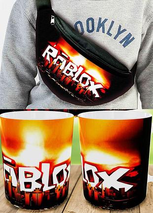 Подарочный набор: сумка-бананка + кружка роблокс "roblox", детский, для мальчика (00200)