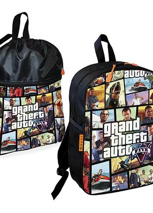 Школьный рюкзак детский gta grand theft auto + сумка для обуви спортивной формы рюкзак-мешок мальчику (01915)