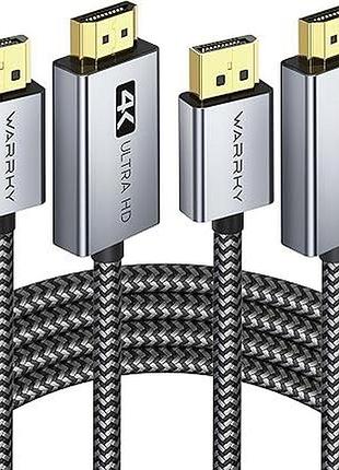 2шт. кабель 2м warrky displayport на hdmi кабель в прочной оплеткой и алюминиевым корпусом