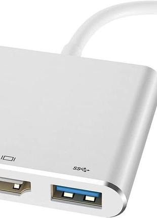 Адаптер usb-c/hdmi/usb 3.0 3 в 1 newmight цифровий адаптер для розширення портів ноутбука