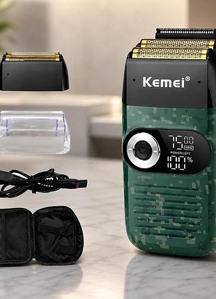 Электробритва беспроводная kemei km-2027 / профессиональный аккумуляторный шейвер с дисплеем