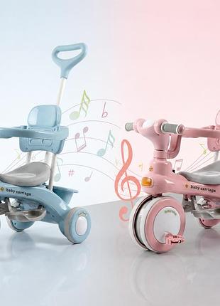 Трехколесный велосипед baby carriage 588 / велосипед с родительской ручкой и корзиной / велосипед-коляска