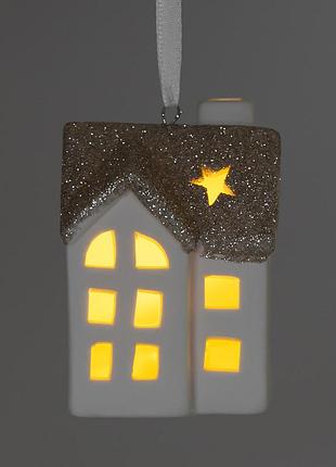 Светодиодный домик (led) с подвеской, белый, 7,5 см elisey